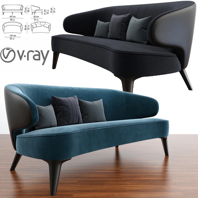 Minotti Aston Little Sofa With Parquet — Скачать