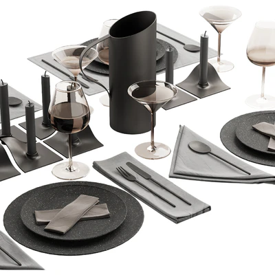 063 Tableware decor set 01 dark matte 00 — Вид 5