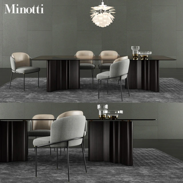 Minotti Lou Dining Table and Fil Noir Dining Chair — Скачать