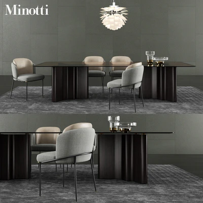 Minotti Lou Dining Table and Fil Noir Dining Chair — Вид 1