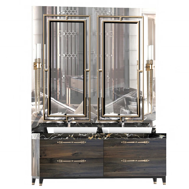 Furniture bathroom. Cabinet with two sinks. — Descargar