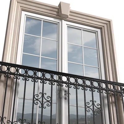 Classical front window with a French balcony.Classical Forged Fence. frame window — View 2