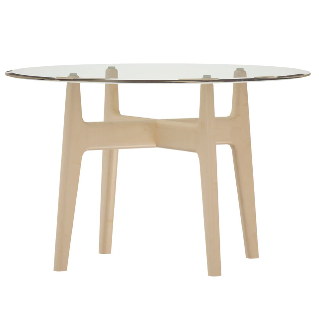 Tate 48 "Round Dining Table with Glass Top and Sand Base (Crate and Barrel) — Descargar