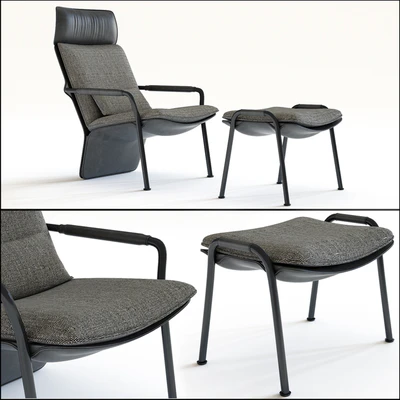 Armchair and Pouf Poltrona Frau Arabesque — Ver 1