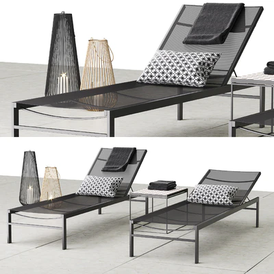 CB2 idle black sun lounger set — Вид 1