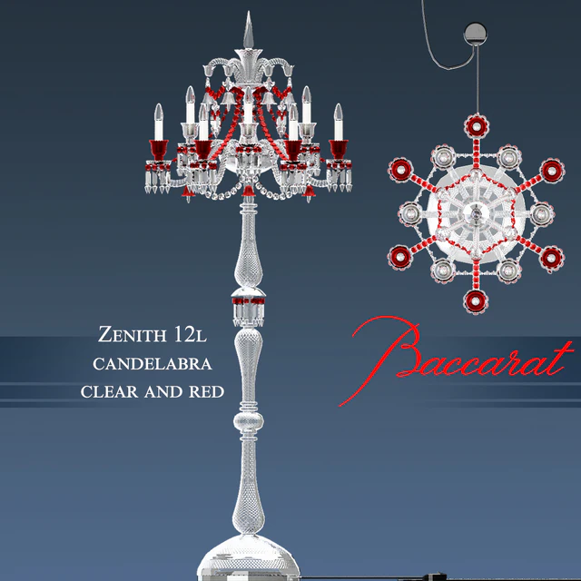 Baccarat - Zenith 12L candelabra clear and red — Descargar