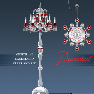 Baccarat - Zenith 12L candelabra clear and red — Ver 2