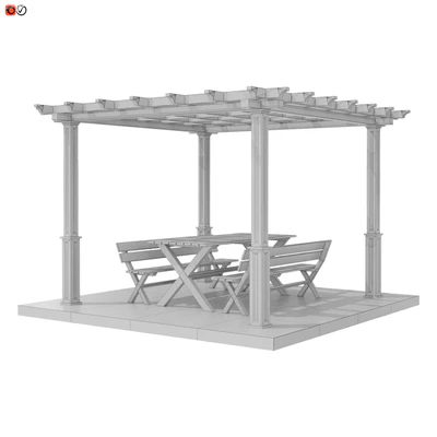 Garden Pergola table and bench 02 — Ver 3
