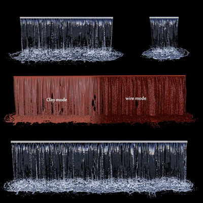 3 types of waterfall Fountains cascade in different sizes — Ver 3