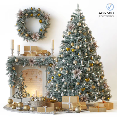 Christmas tree with fireplace — скачать