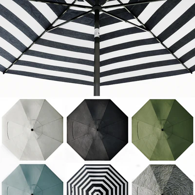 9' Sunbrella Black Cabana Stripe Outdoor Patio Umbrella with Black Tilt Frame + Reviews — Ver 3