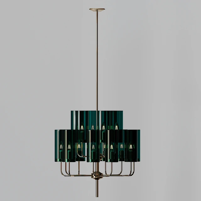 Brass & Blue Glass Tube Chandelier by Hans Agne Jakobsson — Descargar