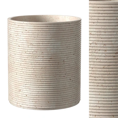 RIBBED TRAVERTINE WASTEBASKET - BIANCO — Вид 1