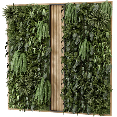 Indoor Wall Vertical Garden in Wooden Base - Set 638 — Ver 1
