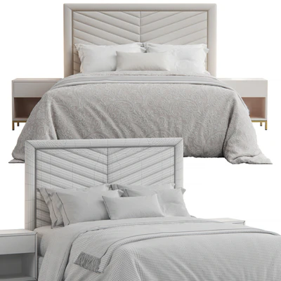 Rhys II Dovetail Tufted Nailhead Headboard Bed — Ver 4