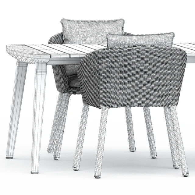 Strada armchair and side chair by Janus et Cie and Fynn Dining Outdoor table by Minotti — Descargar
