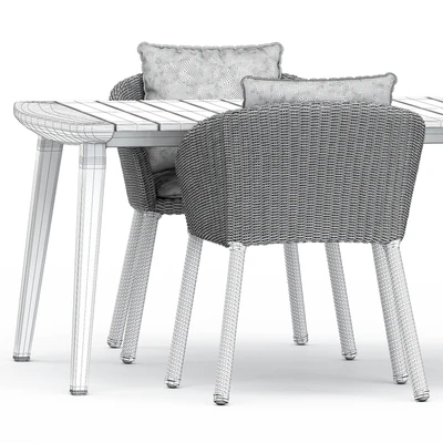 Strada armchair and side chair by Janus et Cie and Fynn Dining Outdoor table by Minotti — Ver 3