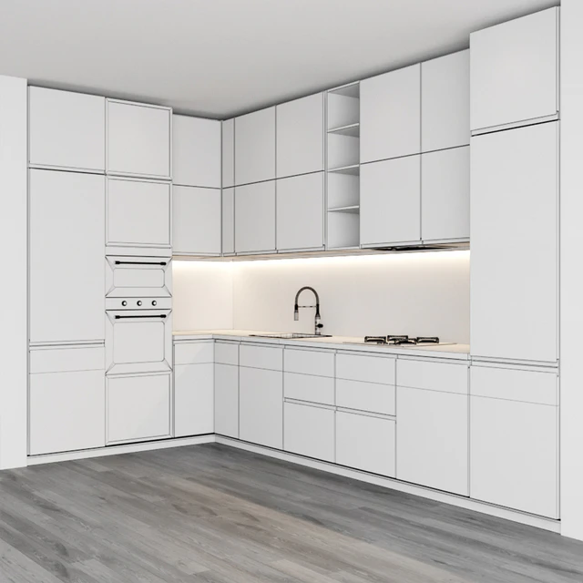 Modern kitchen with wood facades — Descargar