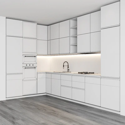 Modern kitchen with wood facades — Ver 3