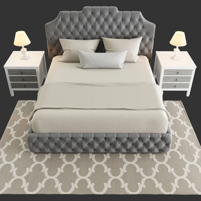 Grey tufted bed — Скачать