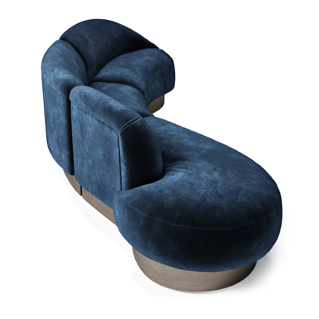 Vladimir Kagan Sectional in Deep Blue Mohair — Скачать