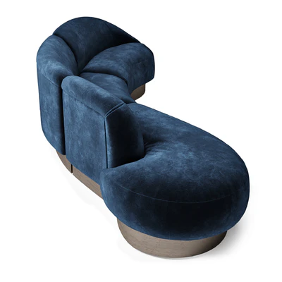 Vladimir Kagan Sectional in Deep Blue Mohair — Вид 3
