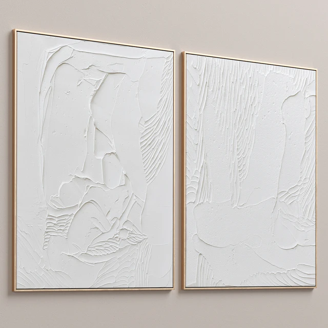 White Textural Plaster Wall Art C-438 — Скачать