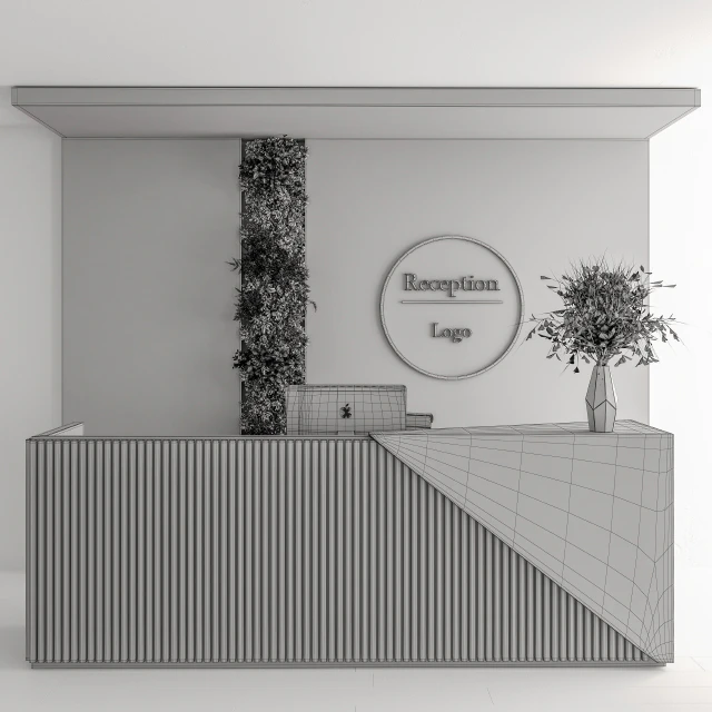 Reception Desk and Wall Decoration - Set 08 — Скачать