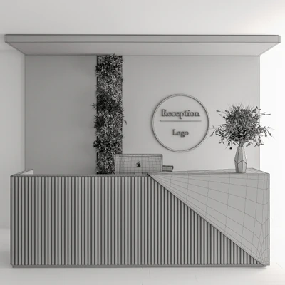 Reception Desk and Wall Decoration - Set 08 — Вид 4