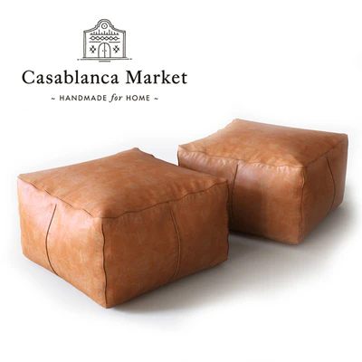 Moroccan Contemporary Leather Pouf — Ver 1