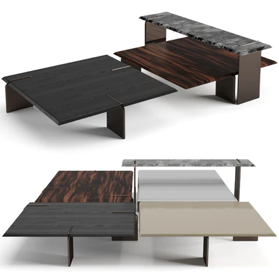 Minotti Keel square coffee tables set — Ver 1