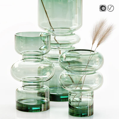 H&M glass vases with dried flower pampas grass — Ver 3