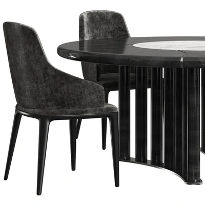 Opera Contemporary Oliver Round Table and Hilary Armchair Set — Ver 5
