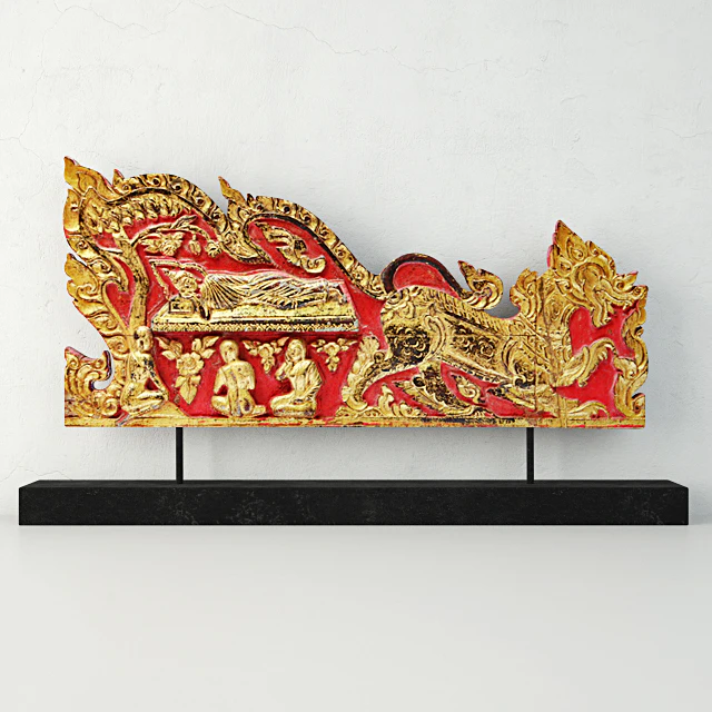 Antique Thai Monk’s Gilded Throne Side Panel — Скачать