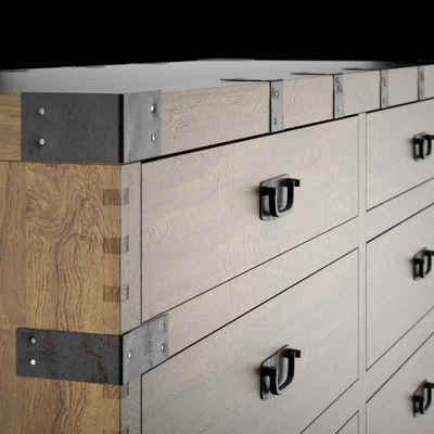 Chest Vintage Antique Oak Wide — Ver 3