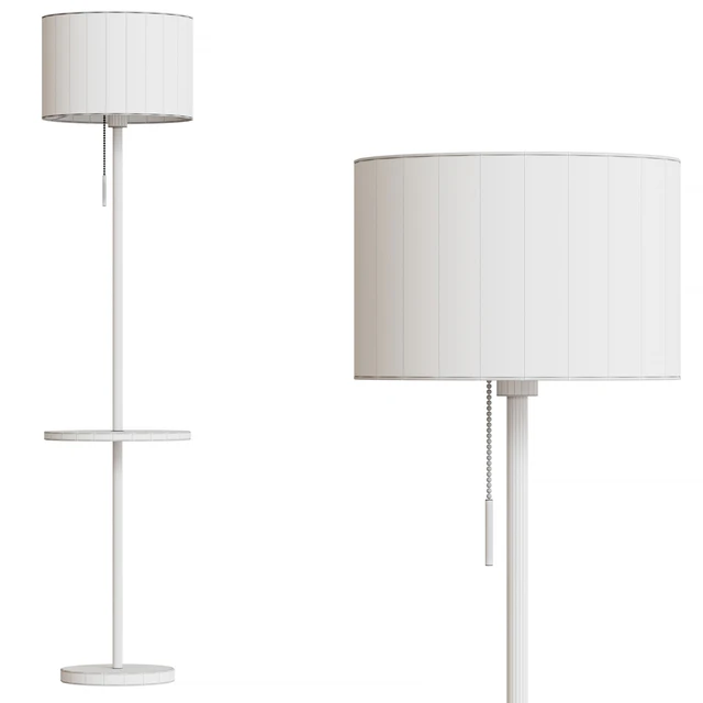 Floor lamp with textile lampshade and table — Скачать