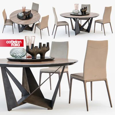 Sattelan Italia SKORPIO round table ARCADIA chair — Ver 1