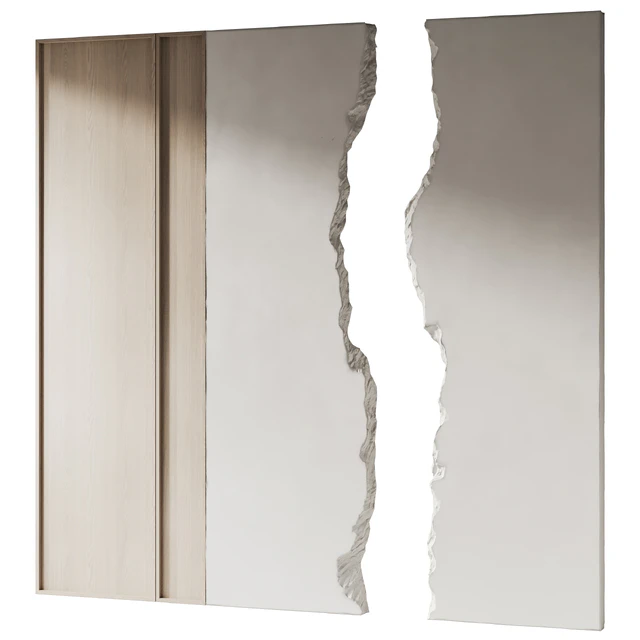 Decorative wall made of stone and wood 001 — Descargar