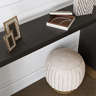CB2, Tyler Leather Console & Ottoman-Stool — Ver 2