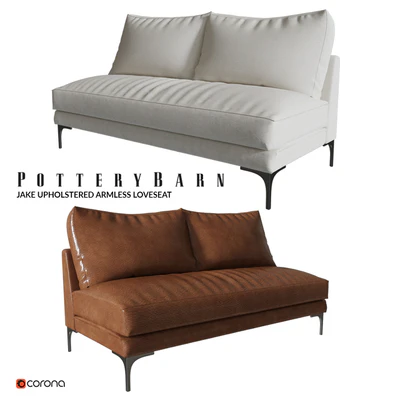 JAKE UPHOLSTERED ARMLESS LOVESEAT - POTTERY BARN — Ver 1