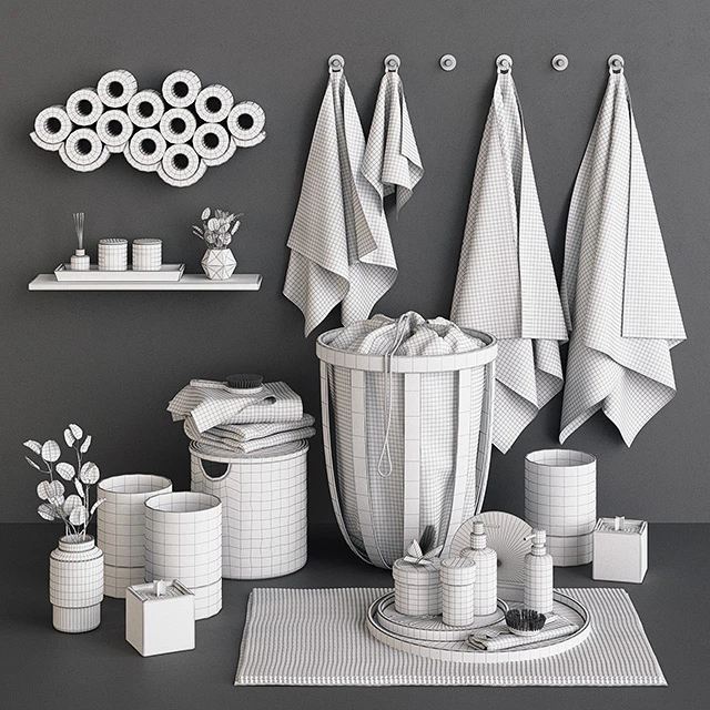 Bamboo & Concrete Bathroom Set — Descargar