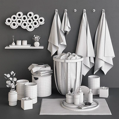 Bamboo & Concrete Bathroom Set — Ver 2