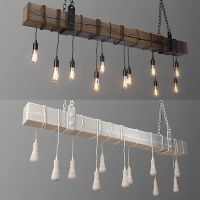 Wood Beam Chandelier With Vintage Style Edison Bulbs — Вид 3
