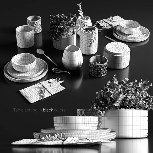 Table setting in black colors — Скачать