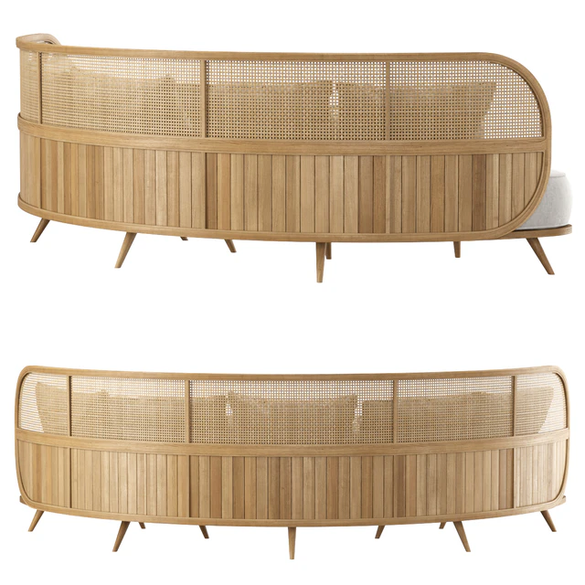 Garden round sofa R157 / Semi-circular rattan sofa — Descargar