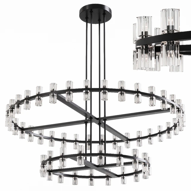 Restoration Hardware ARCACHON ROUND 2-TIER CHANDELIER 60 Black — Descargar
