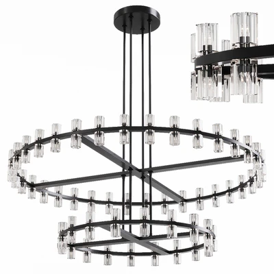 Restoration Hardware ARCACHON ROUND 2-TIER CHANDELIER 60 Black — Ver 1