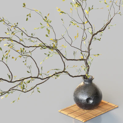 Plum branch in flower arrangement vase — Ver 3