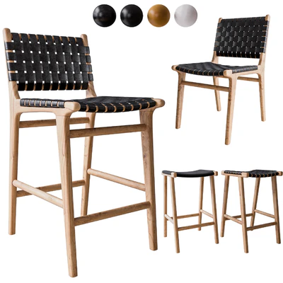 Flat and Leather Strapping Dining Chair and Stools — Вид 1