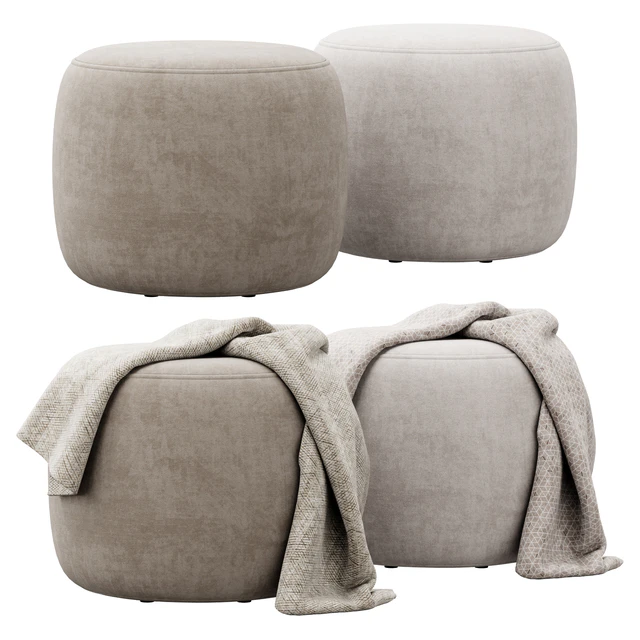 Wide Velvet Round Footstool Ottoman by Gardeco — Скачать